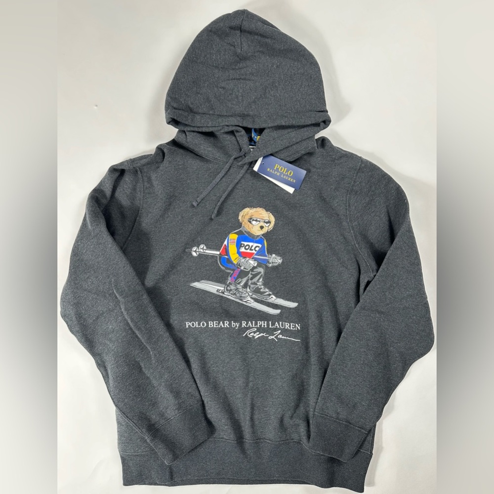 Polo By Ralph Lauren - Dark Gray USA Alpine Ski Bear Hoodie - Men’s Size XL
